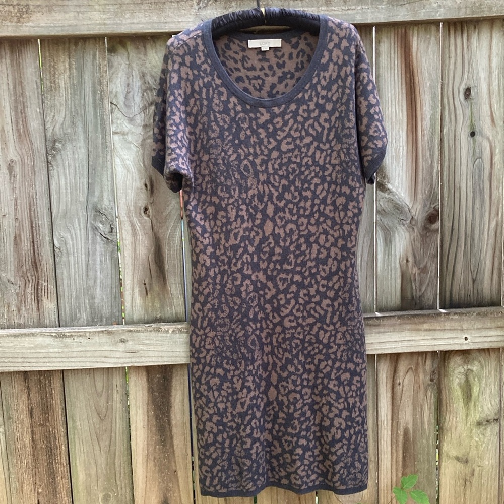 Loft cotton blend animal print dress